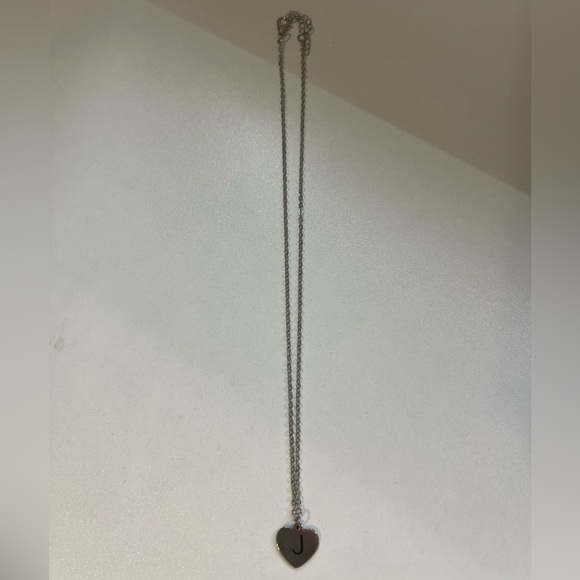 Elegant Silver Heart Necklace with Initial “J” Charm - Picture 3 of 4